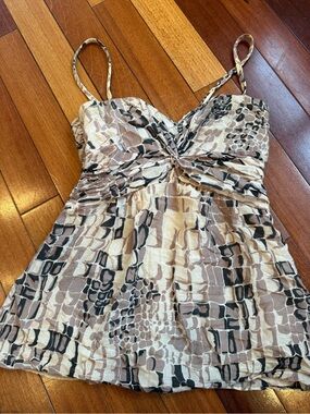 Nanette LeporetNeutral Animal-Print Spaghetti Strap Top